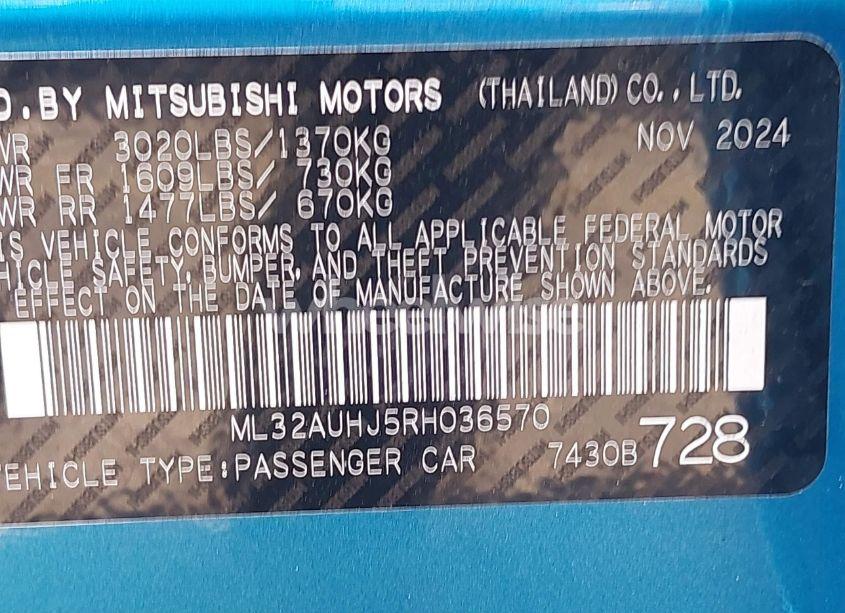Photo 9 of 2024 Mitsubishi Mirage ES/LE (VIN ML32AUHJ5RH036570)