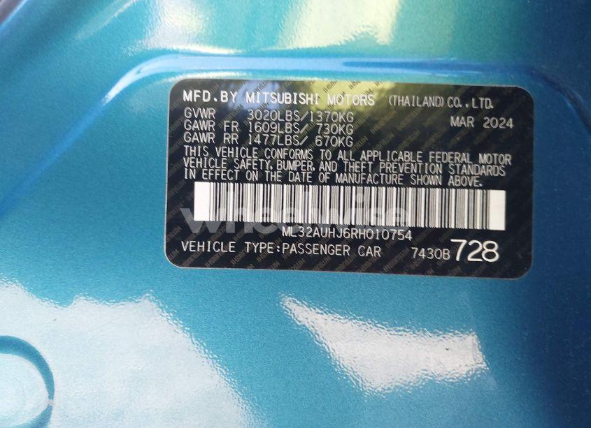 Photo 9 of 2024 Mitsubishi Mirage ES/LE (VIN ML32AUHJ6RH010754)