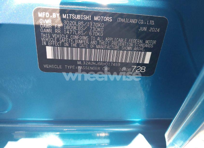 Photo 9 of 2024 Mitsubishi Mirage ES/LE (VIN ML32AUHJ6RH017459)