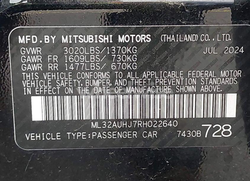 Photo 9 of 2024 Mitsubishi Mirage ES/LE (VIN ML32AUHJ7RH022640)