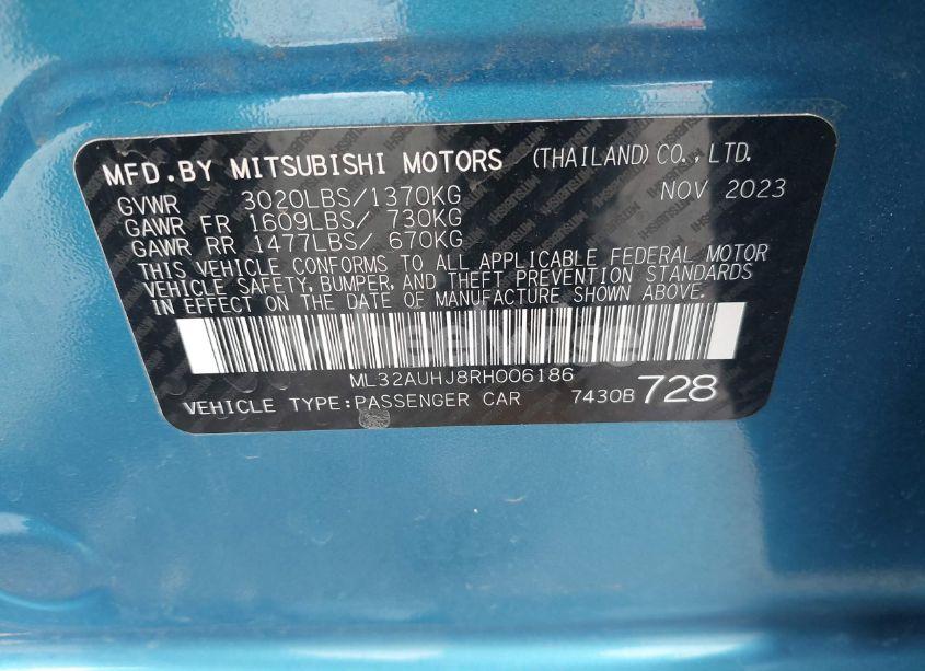 Photo 9 of 2024 Mitsubishi Mirage ES/LE (VIN ML32AUHJ8RH006186)