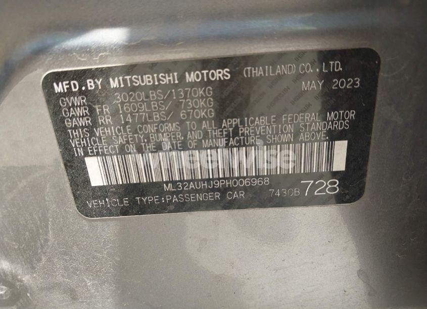 Photo 9 of 2023 Mitsubishi Mirage ES (VIN ML32AUHJ9PH006968)