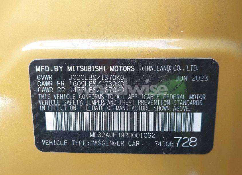 Photo 9 of 2024 Mitsubishi Mirage ES/LE (VIN ML32AUHJ9RH001062)