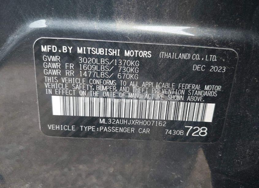 Photo 9 of 2024 Mitsubishi Mirage ES/LE (VIN ML32AUHJXRH007162)