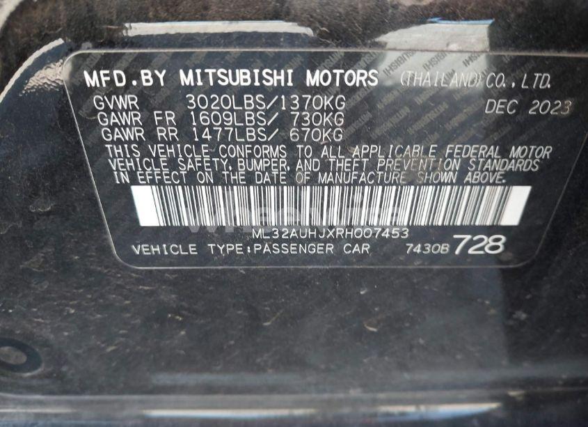 Photo 9 of 2024 Mitsubishi Mirage ES/LE (VIN ML32AUHJXRH007453)
