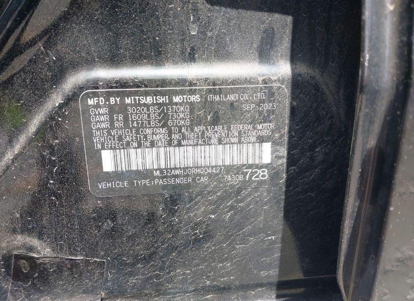 Photo 9 of 2024 Mitsubishi Mirage BLACK EDITION (VIN ML32AWHJ0RH004427)