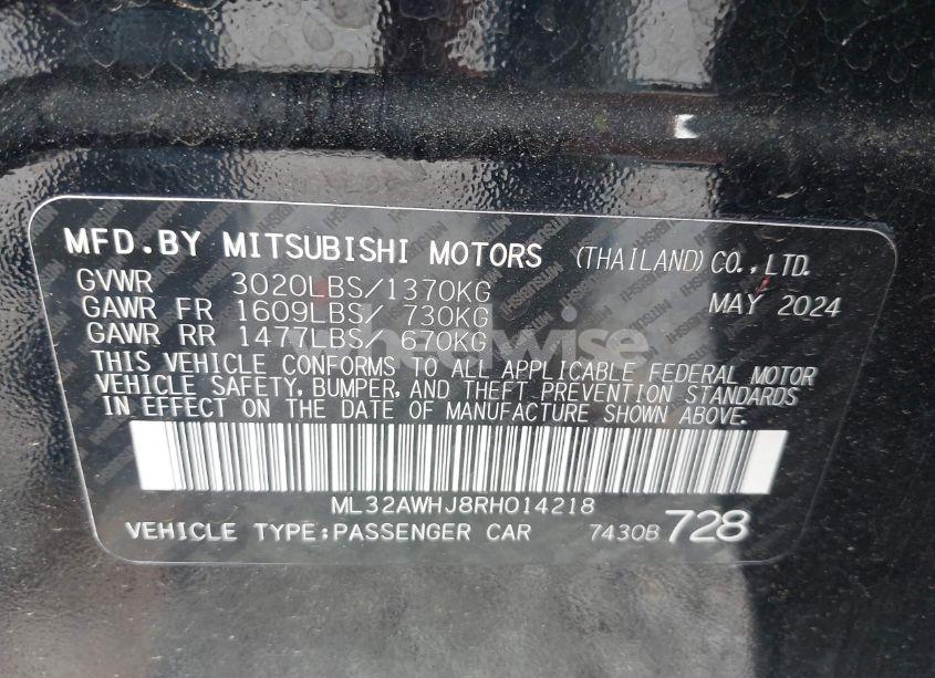 Photo 9 of 2024 Mitsubishi Mirage BLACK EDITION/RALLIART/SE (VIN ML32AWHJ8RH014218)