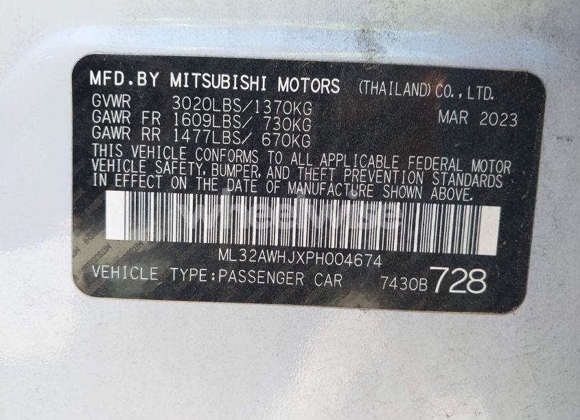 Photo 9 of 2023 Mitsubishi Mirage BLACK EDITION (VIN ML32AWHJXPH004674)