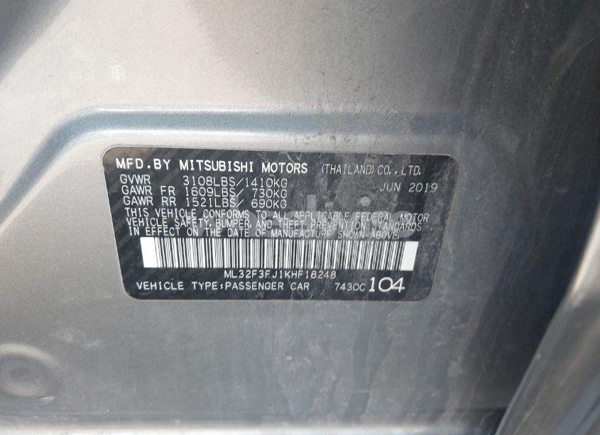 Photo 9 of 2019 Mitsubishi Mirage G4 ES (VIN ML32F3FJ1KHF18248)