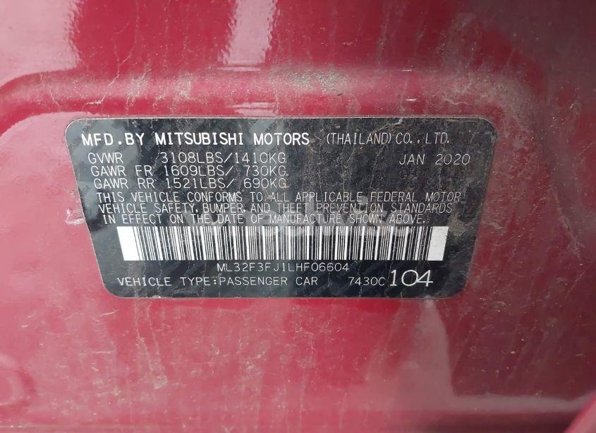 Photo 9 of 2020 Mitsubishi Mirage G4 ES (VIN ML32F3FJ1LHF06604)