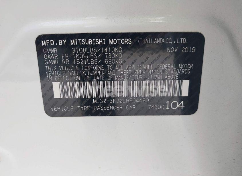 Photo 9 of 2020 Mitsubishi Mirage G4 ES (VIN ML32F3FJ2LHF04490)