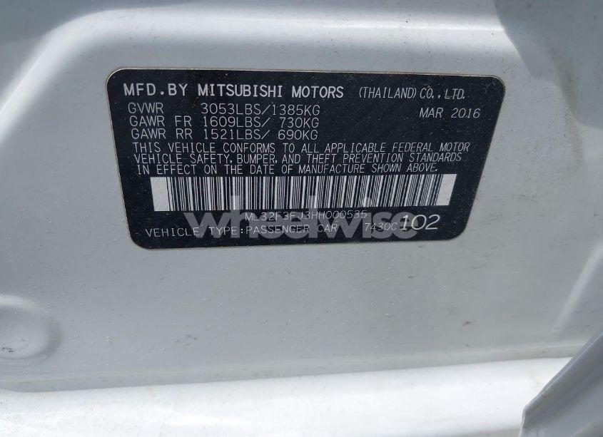 Photo 9 of 2017 Mitsubishi Mirage G4 ES (VIN ML32F3FJ3HH000535)