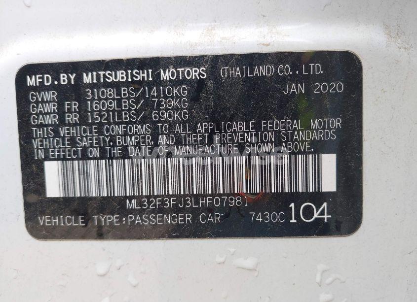 Photo 9 of 2020 Mitsubishi Mirage G4 ES (VIN ML32F3FJ3LHF07981)