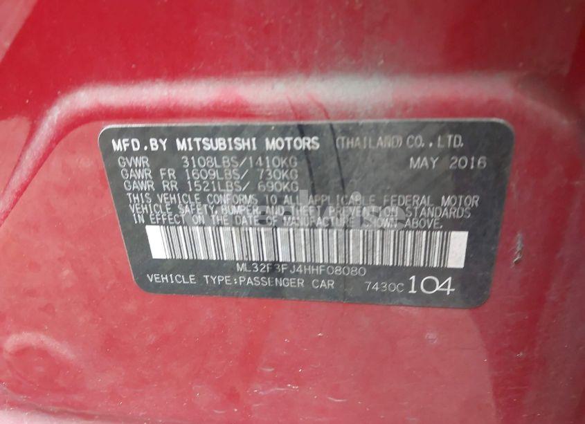 Photo 9 of 2017 Mitsubishi Mirage G4 ES (VIN ML32F3FJ4HHF08080)