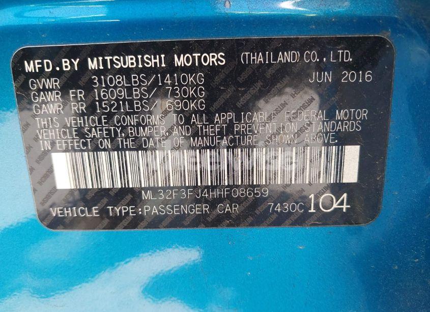 Photo 9 of 2017 Mitsubishi Mirage G4 ES (VIN ML32F3FJ4HHF08659)