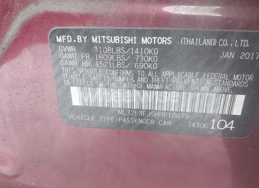 Photo 9 of 2017 Mitsubishi Mirage G4 ES (VIN ML32F3FJ5HHF18679)