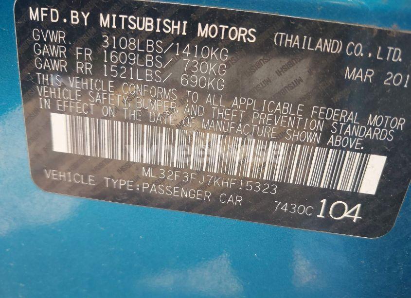 Photo 9 of 2019 Mitsubishi Mirage G4 ES (VIN ML32F3FJ7KHF15323)