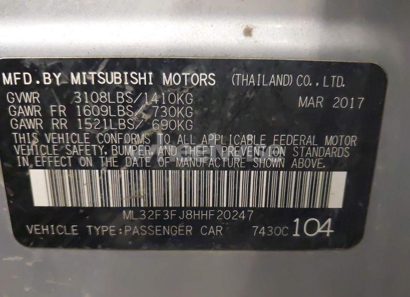 Photo 9 of 2017 Mitsubishi Mirage G4 ES (VIN ML32F3FJ8HHF20247)