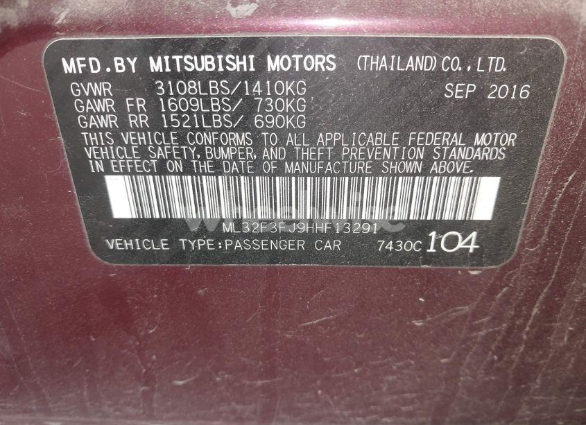 Photo 9 of 2017 Mitsubishi Mirage G4 ES (VIN ML32F3FJ9HHF13291)