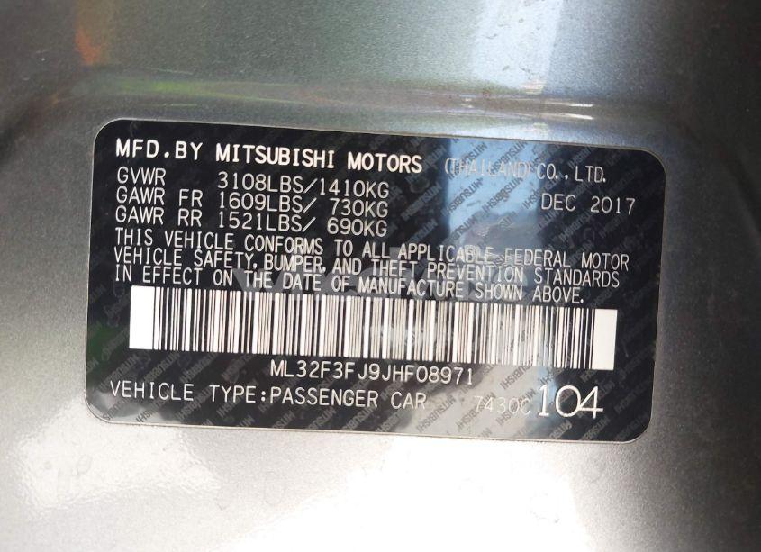 Photo 9 of 2018 Mitsubishi Mirage G4 ES (VIN ML32F3FJ9JHF08971)