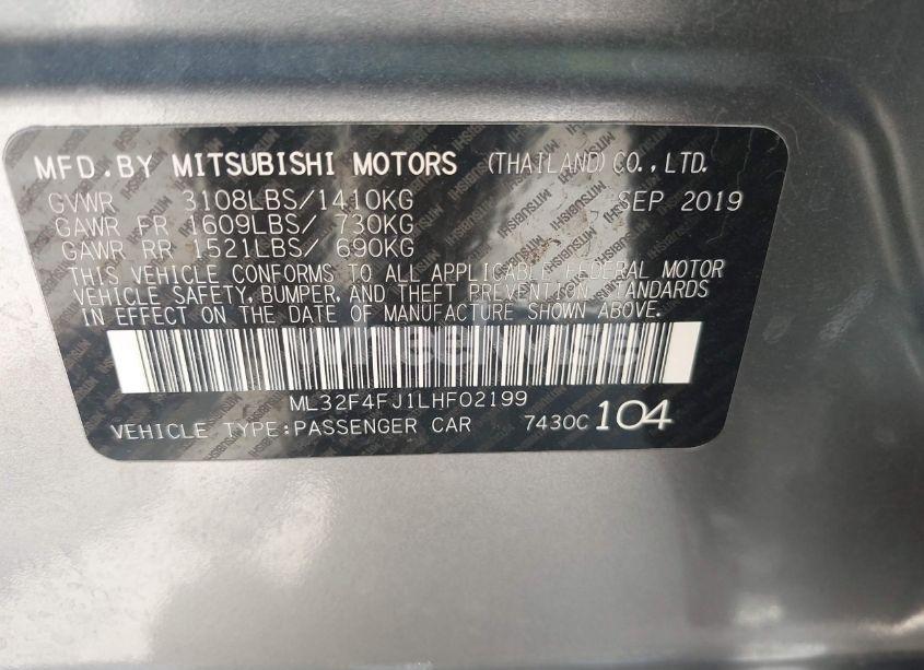 Photo 9 of 2020 Mitsubishi Mirage G4 LE (VIN ML32F4FJ1LHF02199)