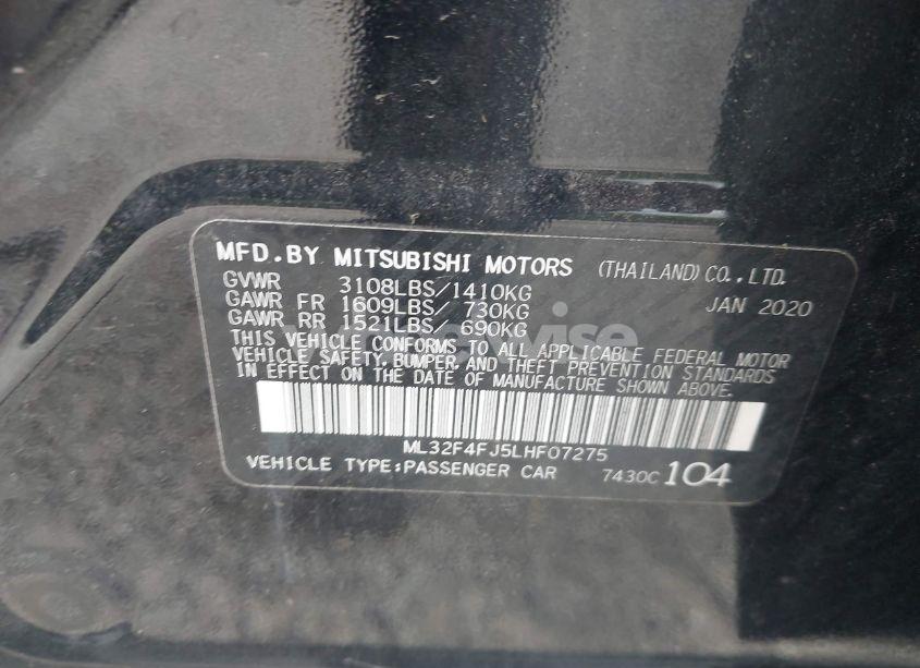 Photo 9 of 2020 Mitsubishi Mirage G4 LE (VIN ML32F4FJ5LHF07275)