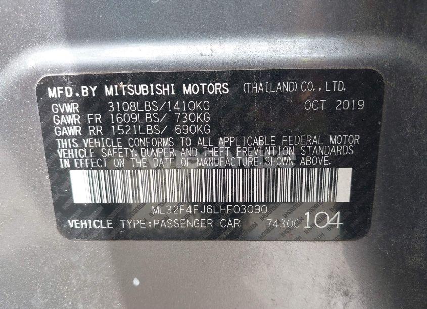 Photo 9 of 2020 Mitsubishi Mirage G4 LE (VIN ML32F4FJ6LHF03090)
