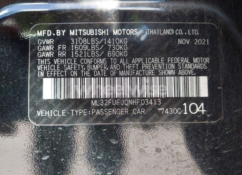 Photo 9 of 2022 Mitsubishi Mirage G4 BLACK EDITION/ES/LE (VIN ML32FUFJ0NHF03413)