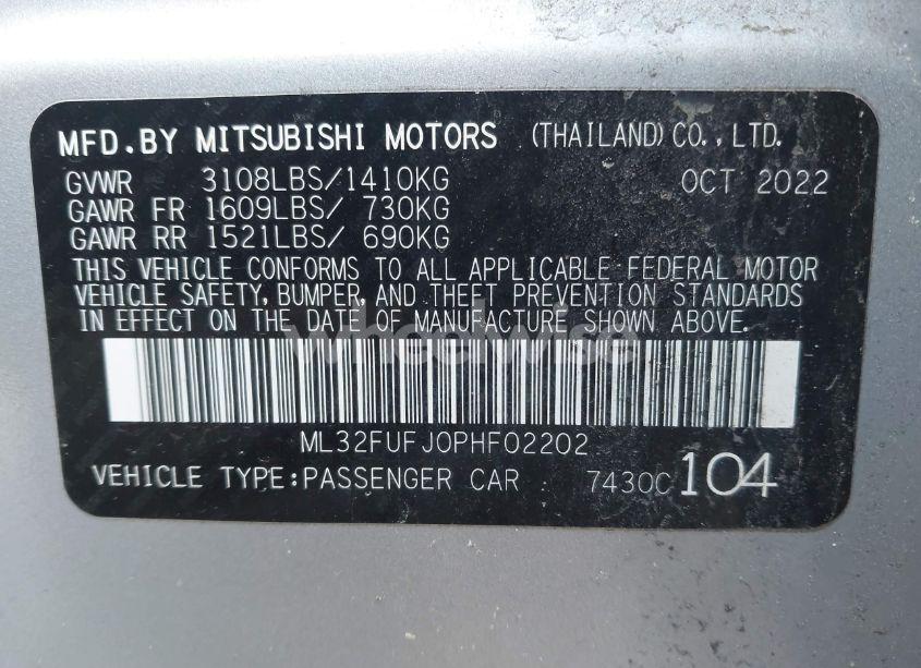 Photo 9 of 2023 Mitsubishi Mirage G4 BLACK EDITION (VIN ML32FUFJ0PHF02202)