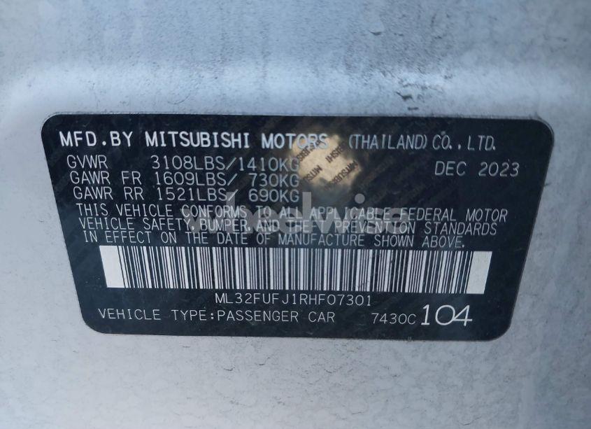 Photo 9 of 2024 Mitsubishi Mirage G4 ES (VIN ML32FUFJ1RHF07301)