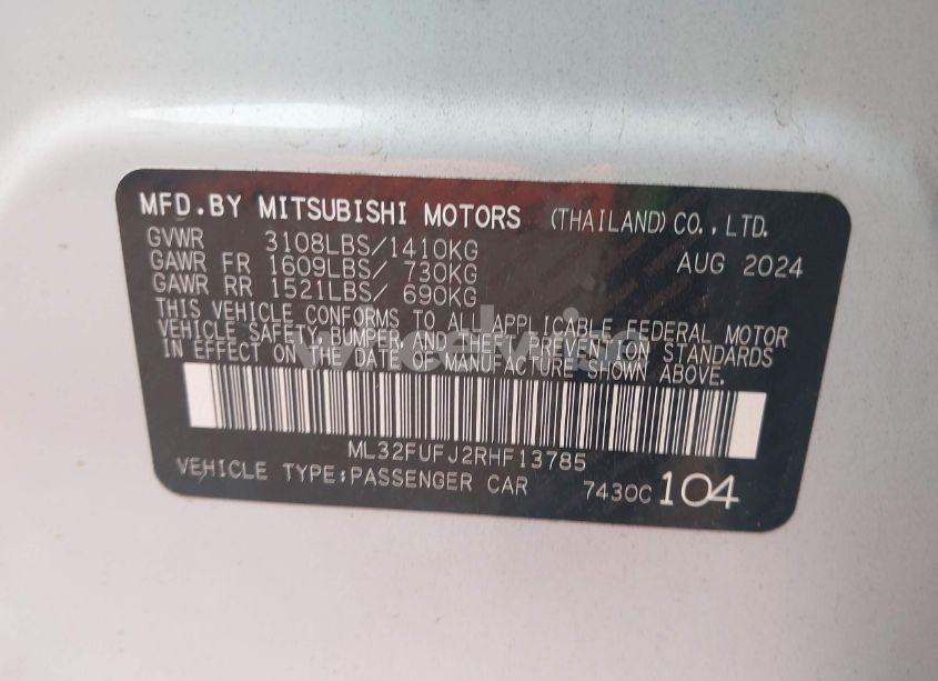 Photo 9 of 2024 Mitsubishi Mirage G4 BLACK EDITION/ES/LE (VIN ML32FUFJ2RHF13785)