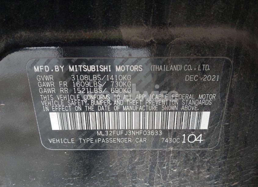 Photo 9 of 2022 Mitsubishi Mirage G4 BLACK EDITION/ES/LE (VIN ML32FUFJ3NHF03633)