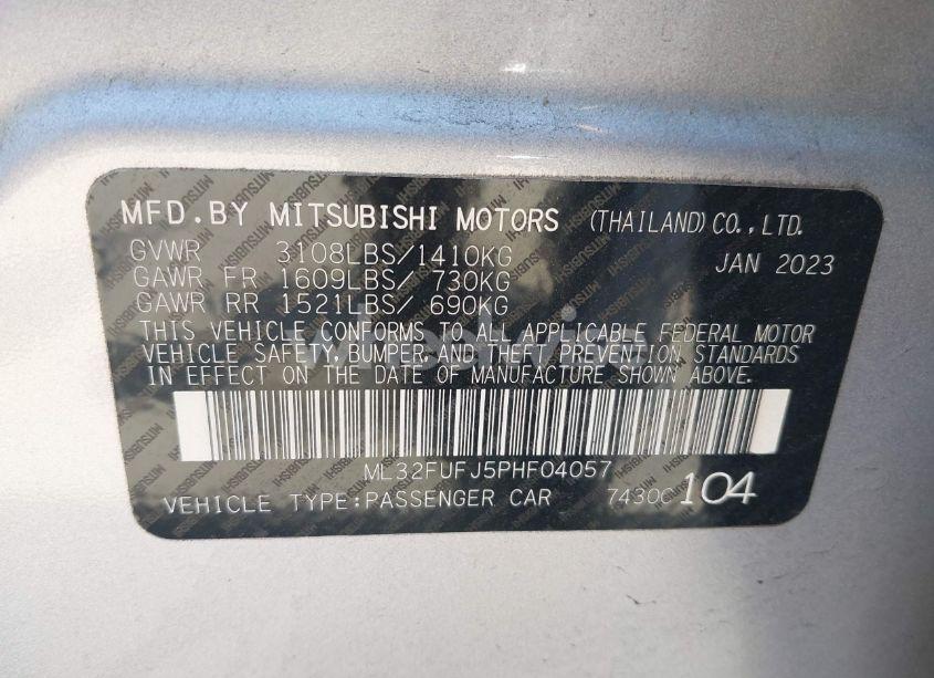 Photo 9 of 2023 Mitsubishi Mirage G4 ES (VIN ML32FUFJ5PHF04057)