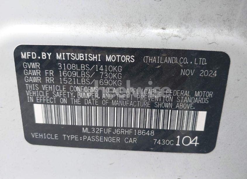 Photo 9 of 2024 Mitsubishi Mirage G4 BLACK EDITION/ES/LE (VIN ML32FUFJ6RHF18648)
