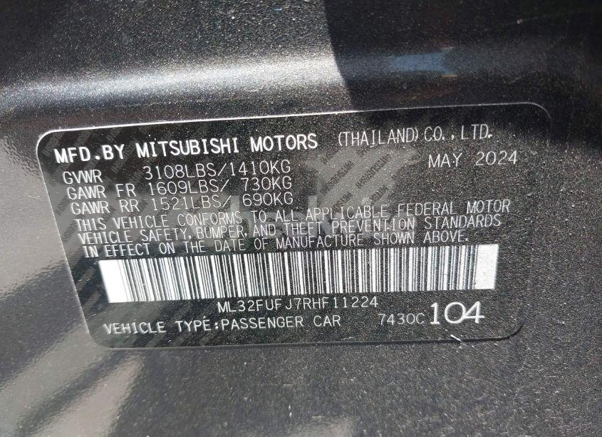 Photo 9 of 2024 Mitsubishi Mirage G4 BLACK EDITION/ES/LE (VIN ML32FUFJ7RHF11224)