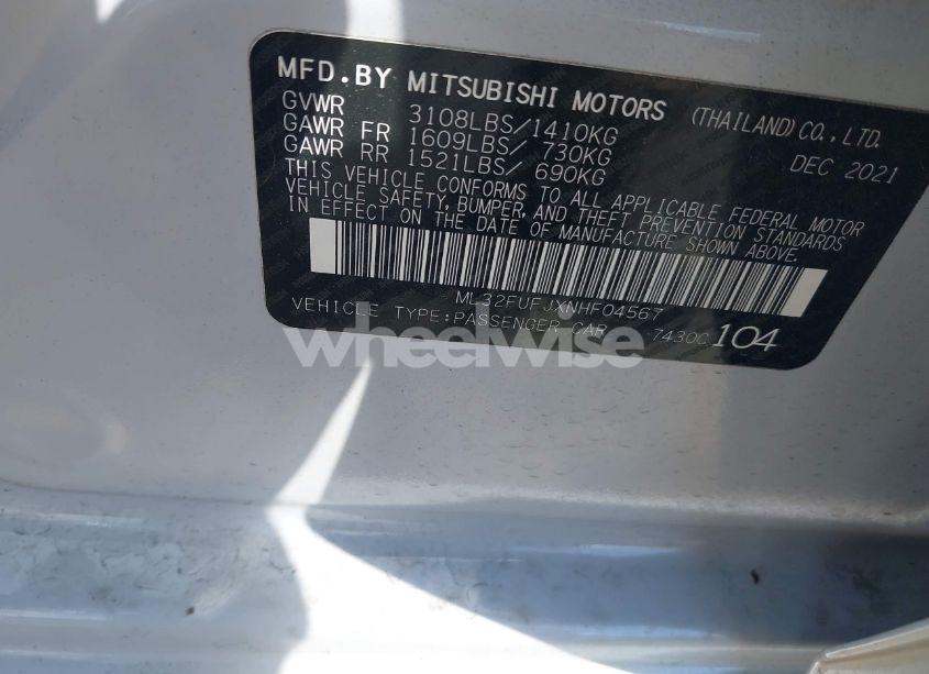 Photo 9 of 2022 Mitsubishi Mirage G4 BLACK EDITION/ES/LE (VIN ML32FUFJXNHF04567)