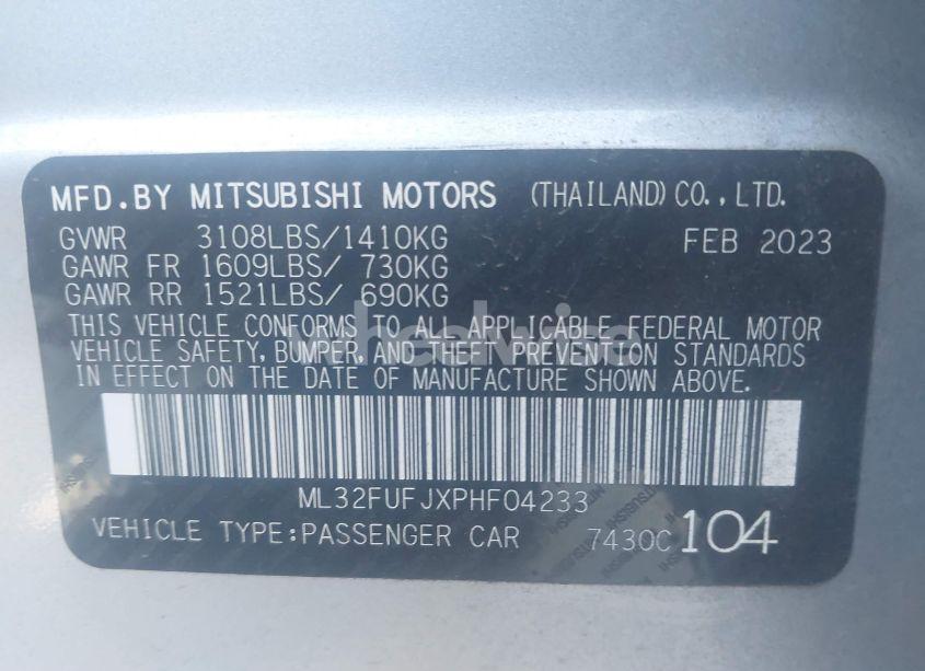 Photo 9 of 2023 Mitsubishi Mirage G4 ES (VIN ML32FUFJXPHF04233)