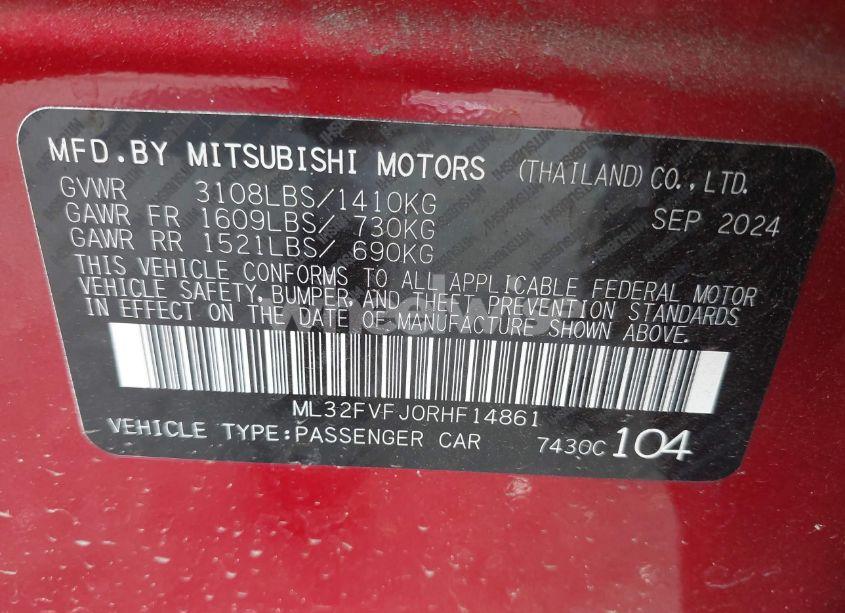 Photo 9 of 2024 Mitsubishi Mirage G4 SE (VIN ML32FVFJ0RHF14861)