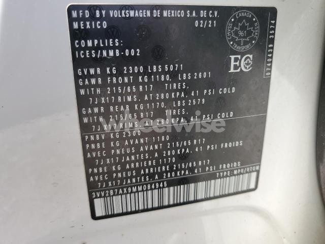 Photo 3 of 2021 VOLKSWAGEN TIGUAN SE (VIN N3VV2B7AX9MM08494)