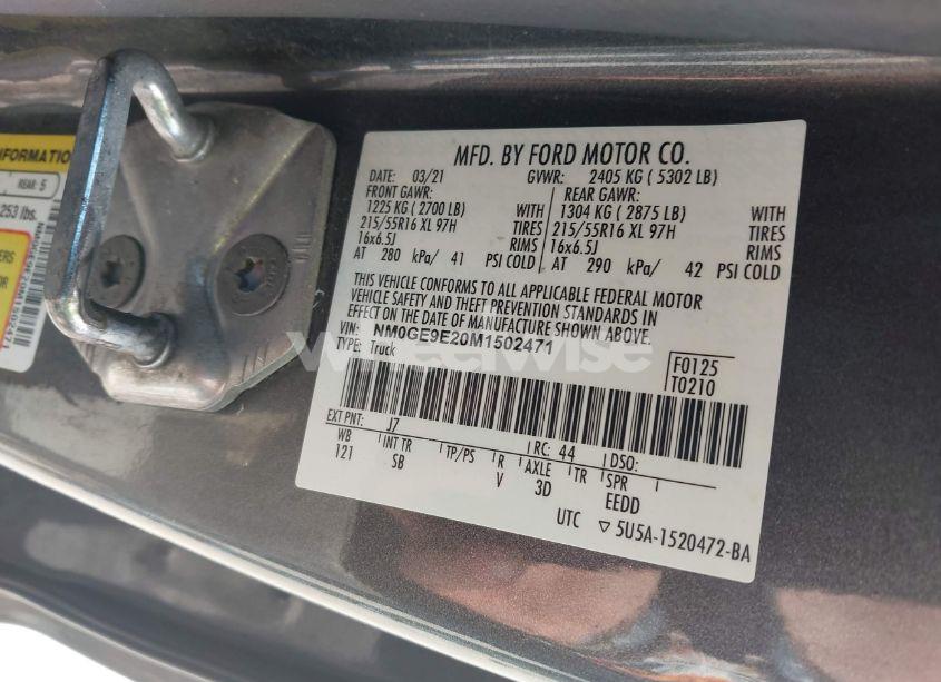 Photo 9 of 2021 Ford Transit CONNECT XL PASSENGER WAGON (VIN NM0GE9E20M1502471)