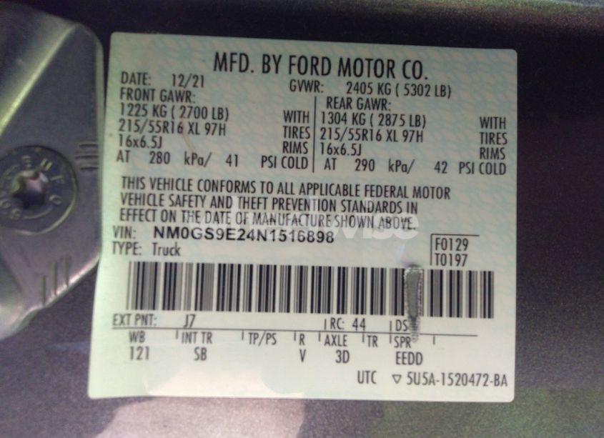 Photo 9 of 2022 Ford Transit CONNECT XL PASSENGER WAGON (VIN NM0GS9E24N1516898)