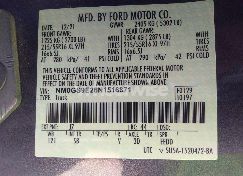 Photo 9 of 2022 Ford Transit CONNECT XL PASSENGER WAGON (VIN NM0GS9E26N1516871)