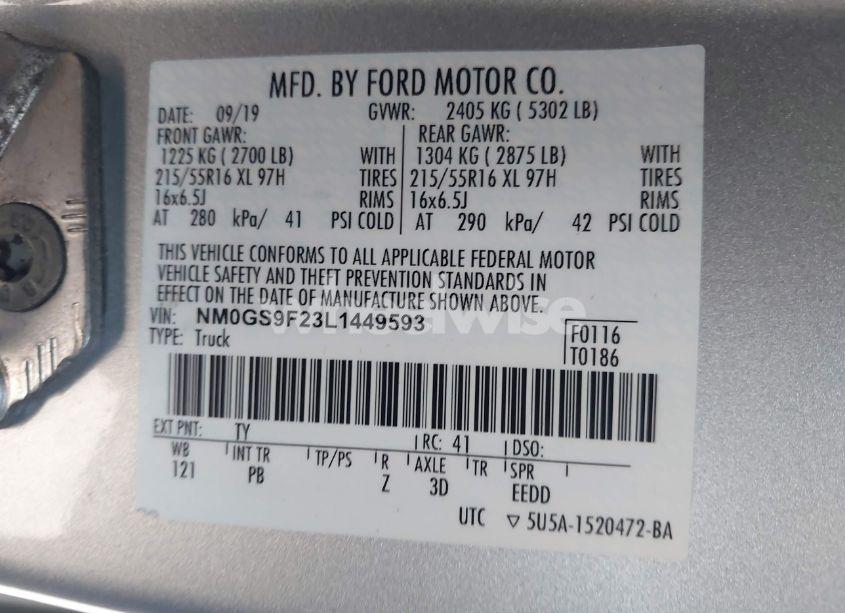 Photo 9 of 2020 Ford Transit CONNECT XLT PASSENGER WAGON (VIN NM0GS9F23L1449593)