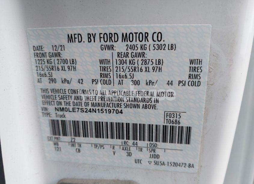 Photo 9 of 2022 Ford Transit CONNECT XL CARGO VAN (VIN NM0LE7S24N1519704)