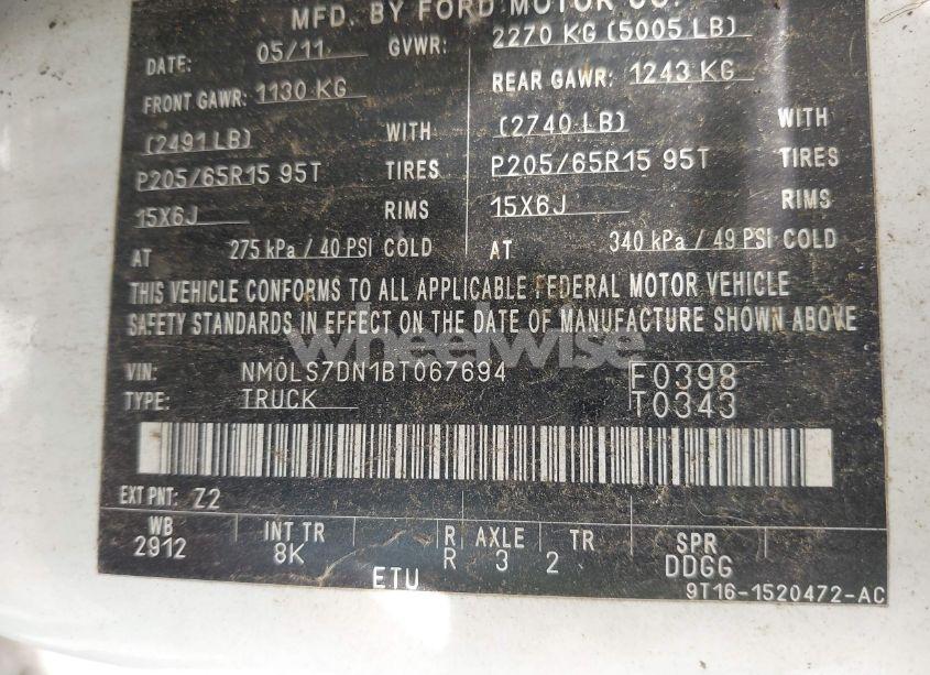 Photo 9 of 2011 Ford Transit CONNECT XLT (VIN NM0LS7DN1BT067694)