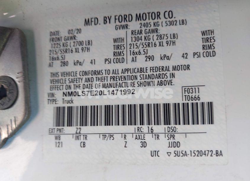 Photo 9 of 2020 Ford Transit CONNECT XL CARGO VAN (VIN NM0LS7E20L1471992)