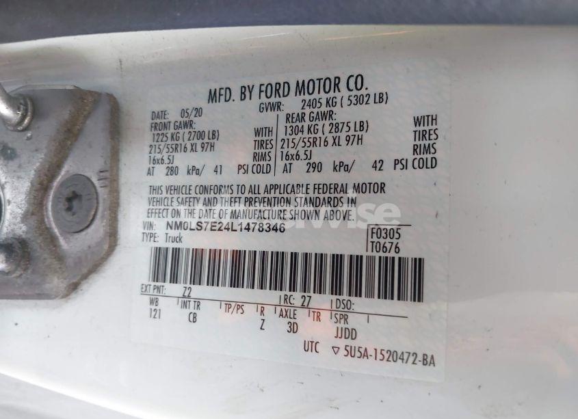 Photo 8 of 2020 Ford Transit CONNECT XL CARGO VAN (VIN NM0LS7E24L1478346)