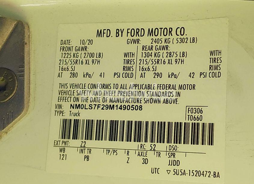 Photo 9 of 2021 Ford Transit CONNECT XLT CARGO VAN (VIN NM0LS7F29M1490508)