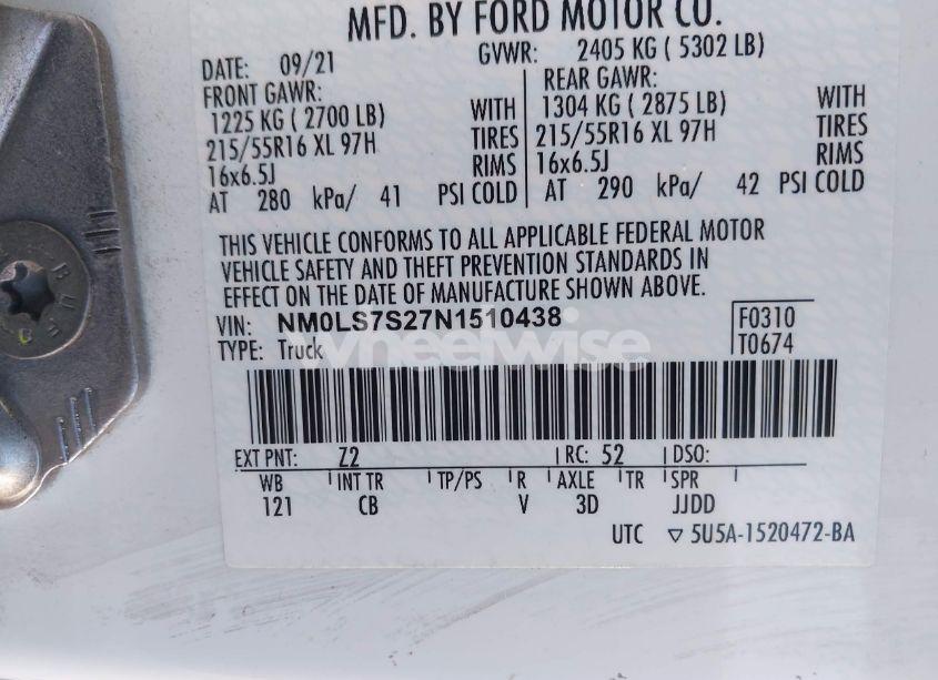 Photo 9 of 2022 Ford Transit CONNECT XL CARGO VAN (VIN NM0LS7S27N1510438)