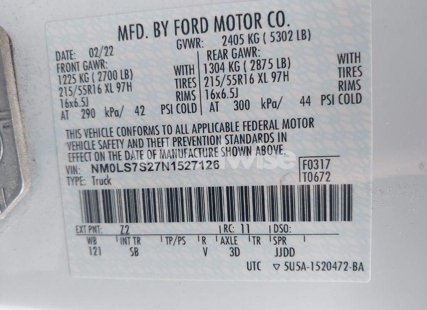 Photo 9 of 2022 Ford Transit CONNECT XL CARGO VAN (VIN NM0LS7S27N1527126)